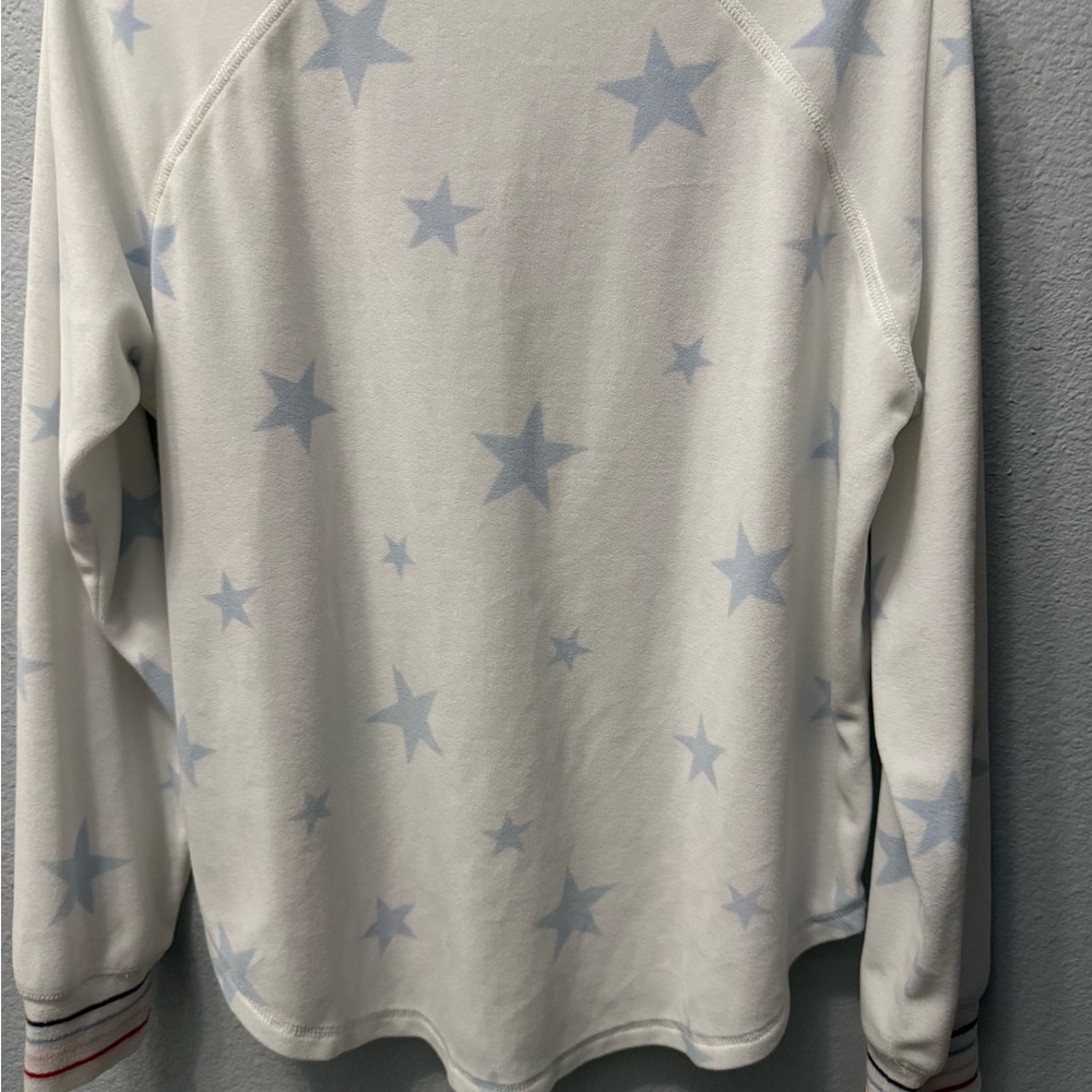 P.J. Salvage White Shirt with Blue and Red Accents